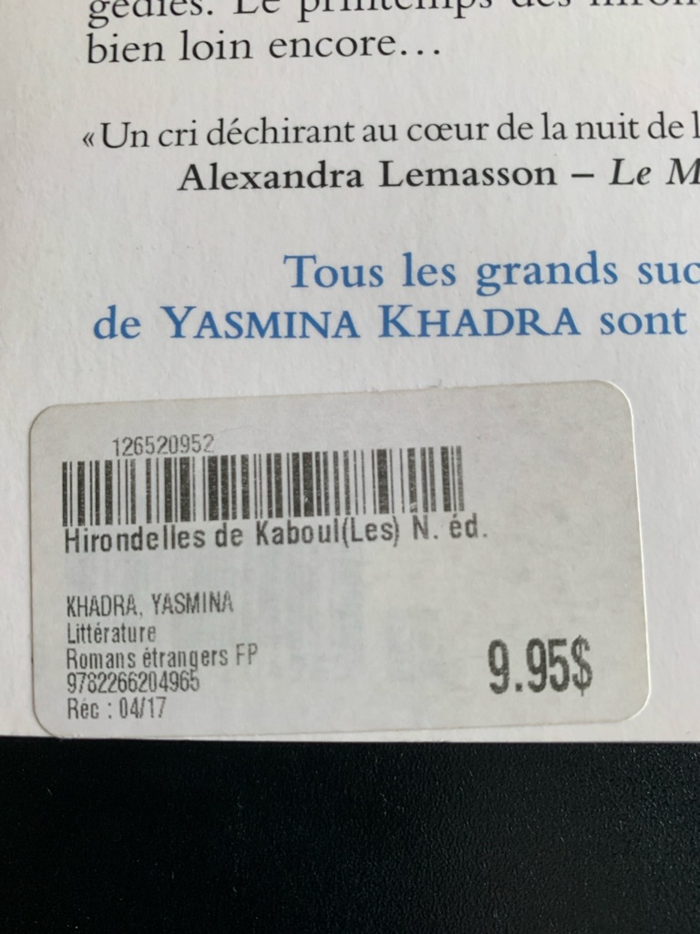 3/10$ Yasmina Khadra - Les Hirondelles de Kaboul - Picture 4 of 4
